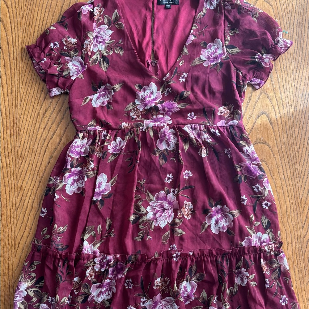 Trixxi Burgundy Floral Dress